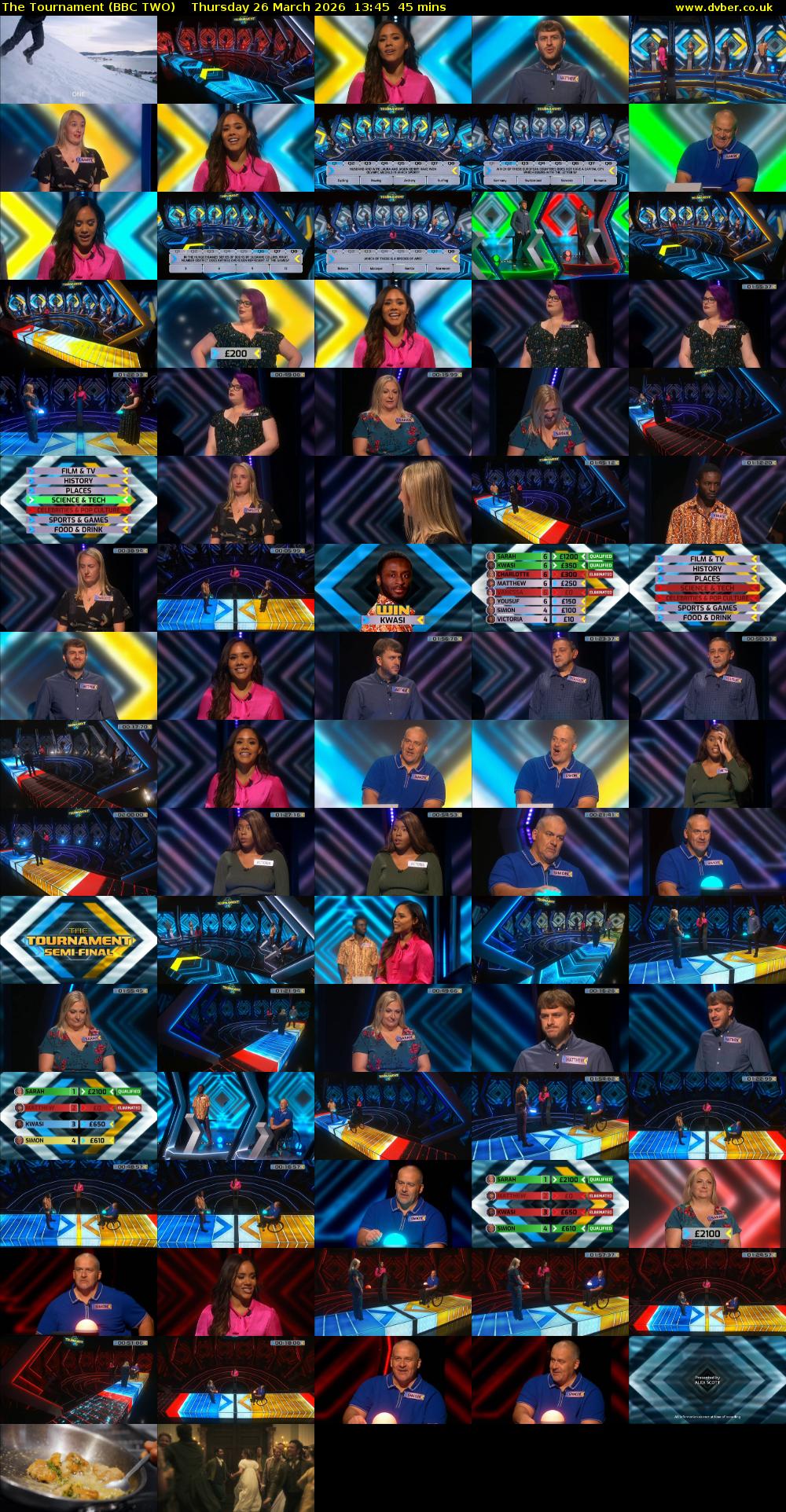 The Tournament (BBC TWO) Thursday 26 March 2026 13:45 - 14:30