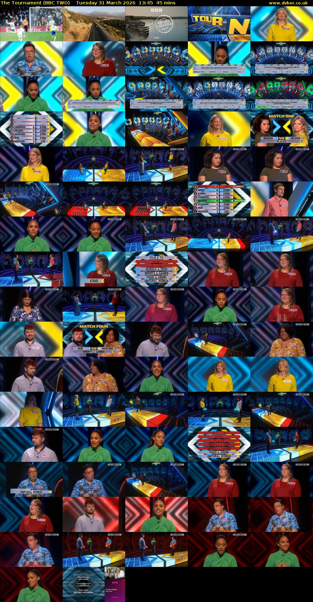The Tournament (BBC TWO) Tuesday 31 March 2026 13:45 - 14:30