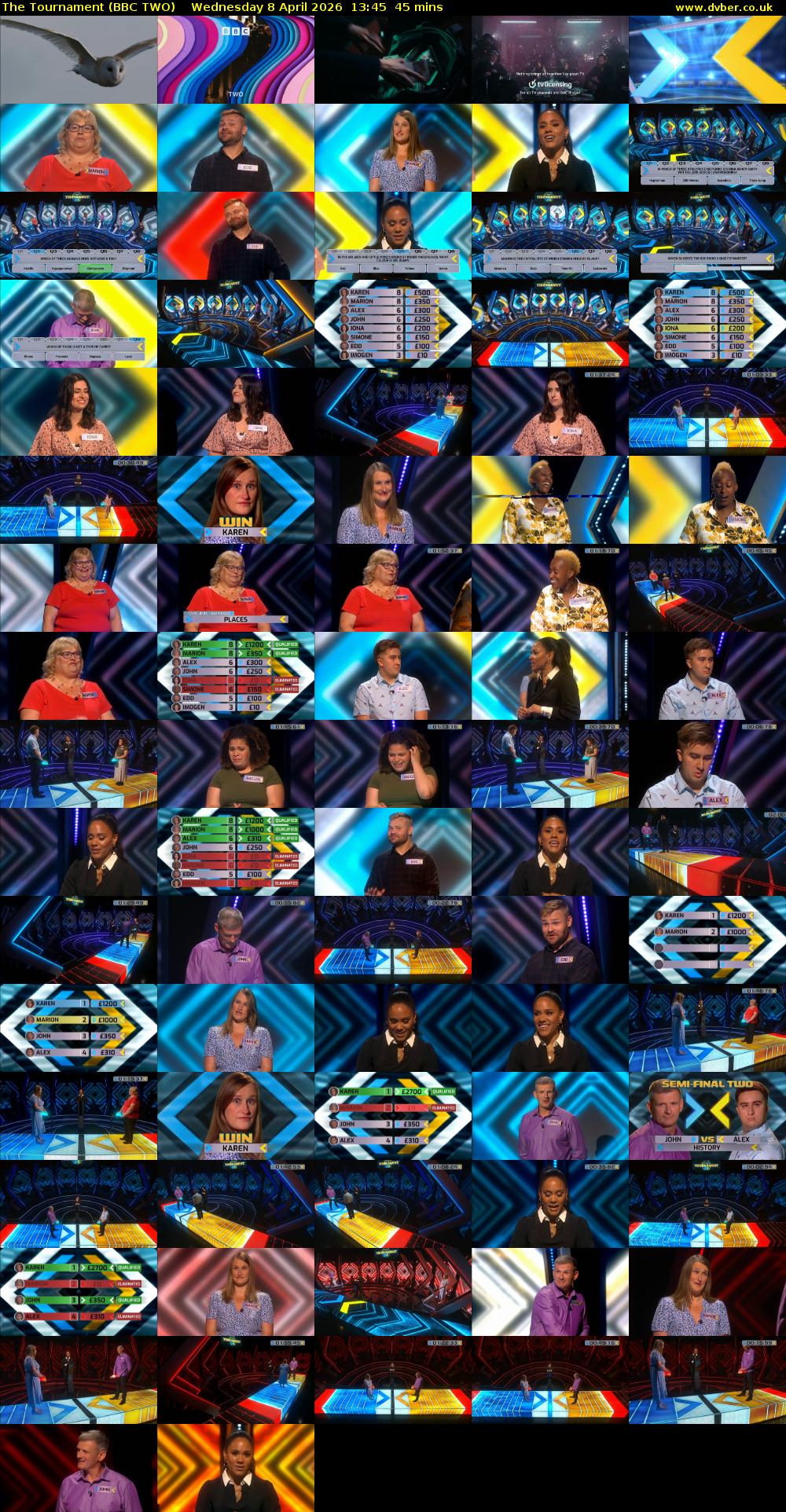 The Tournament (BBC TWO) Wednesday 8 April 2026 13:45 - 14:30