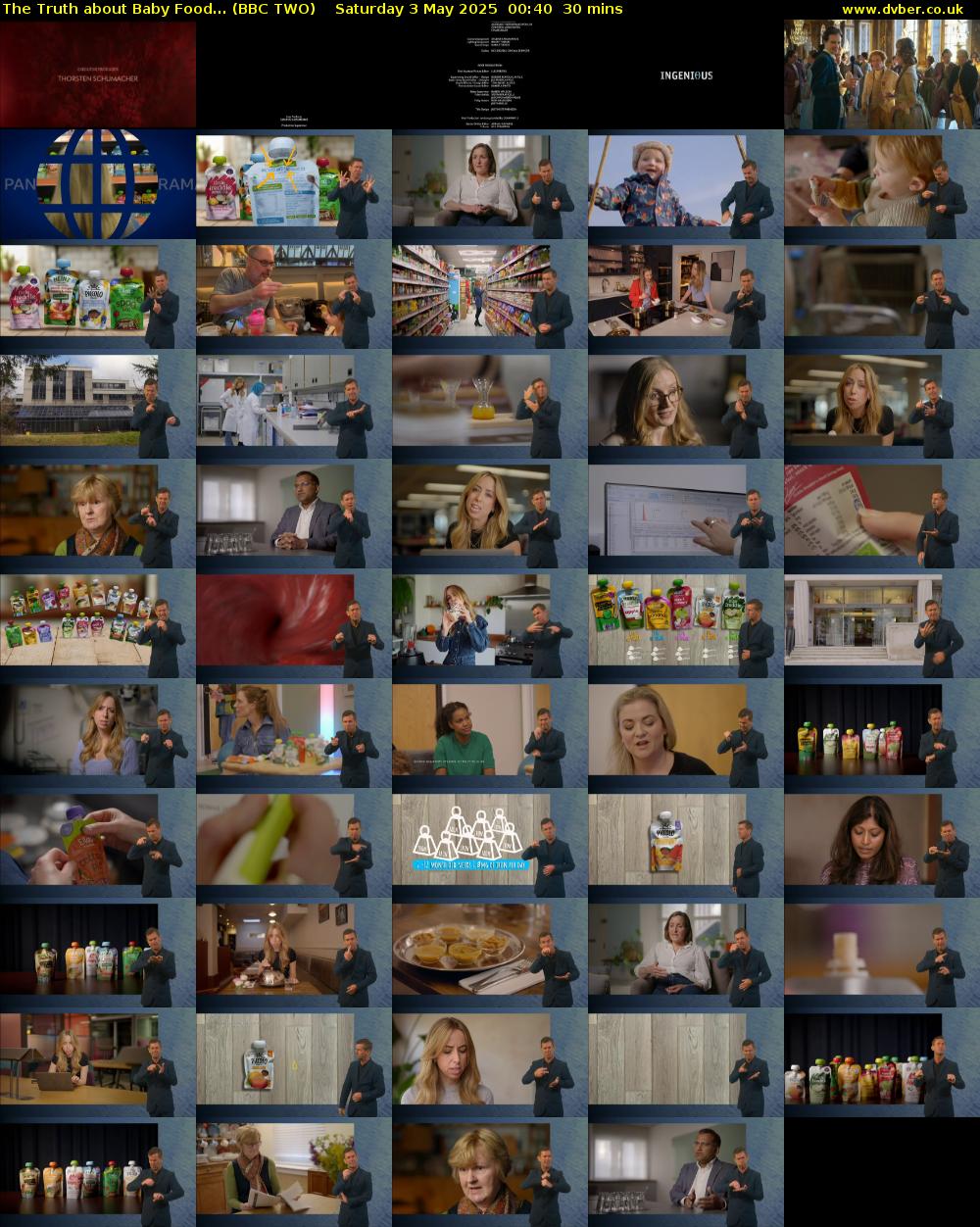The Truth about Baby Food... (BBC TWO) Saturday 3 May 2025 00:40 - 01:10