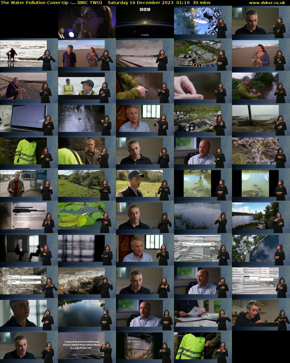 The Water Pollution Cover-Up -... (BBC TWO) Saturday 16 December 2023 01:10 - 01:40