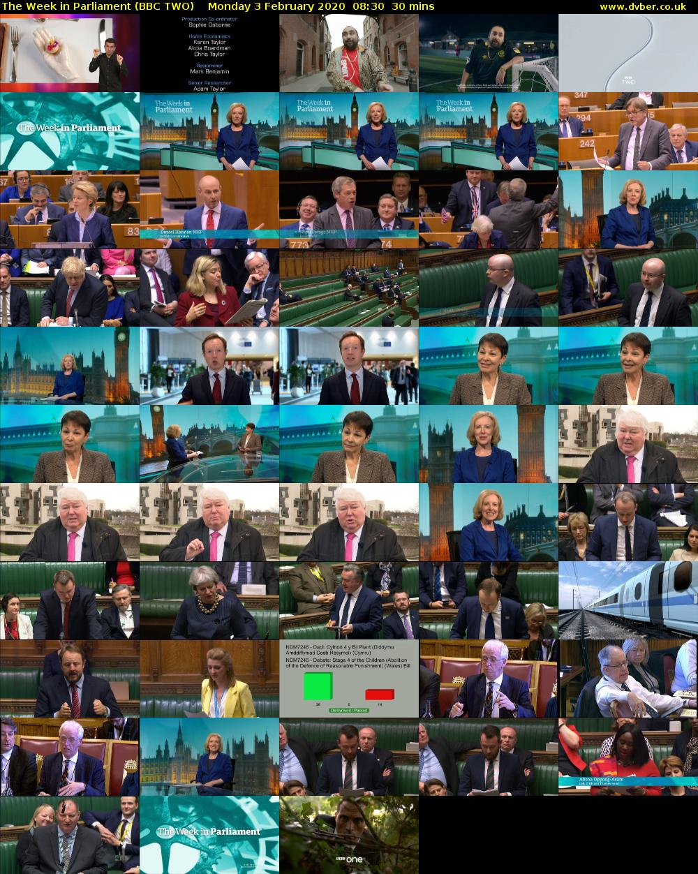 The Week in Parliament (BBC TWO) Monday 3 February 2020 08:30 - 09:00