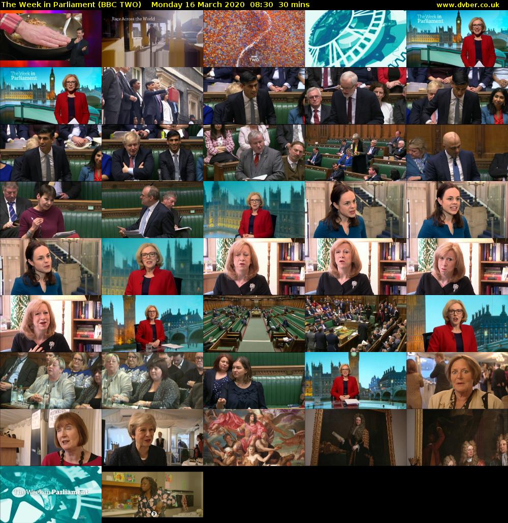 The Week in Parliament (BBC TWO) Monday 16 March 2020 08:30 - 09:00