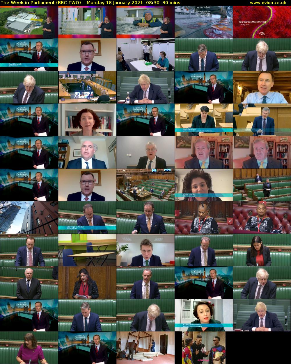 The Week in Parliament (BBC TWO) Monday 18 January 2021 08:30 - 09:00