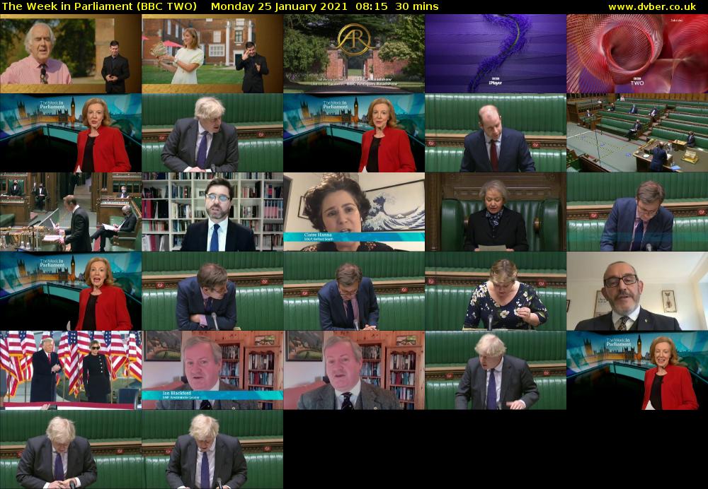 The Week in Parliament (BBC TWO) Monday 25 January 2021 08:15 - 08:45