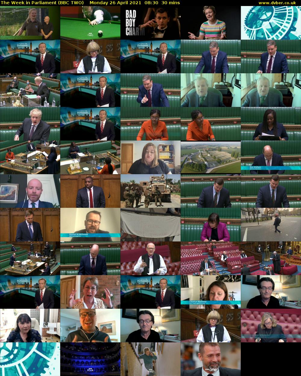 The Week in Parliament (BBC TWO) Monday 26 April 2021 08:30 - 09:00