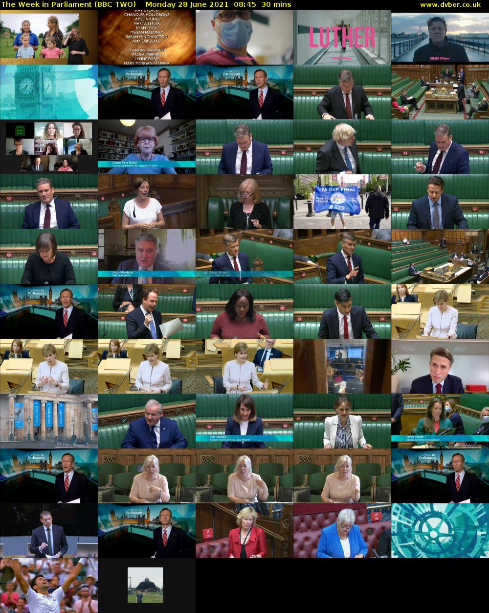 The Week in Parliament (BBC TWO) Monday 28 June 2021 08:45 - 09:15