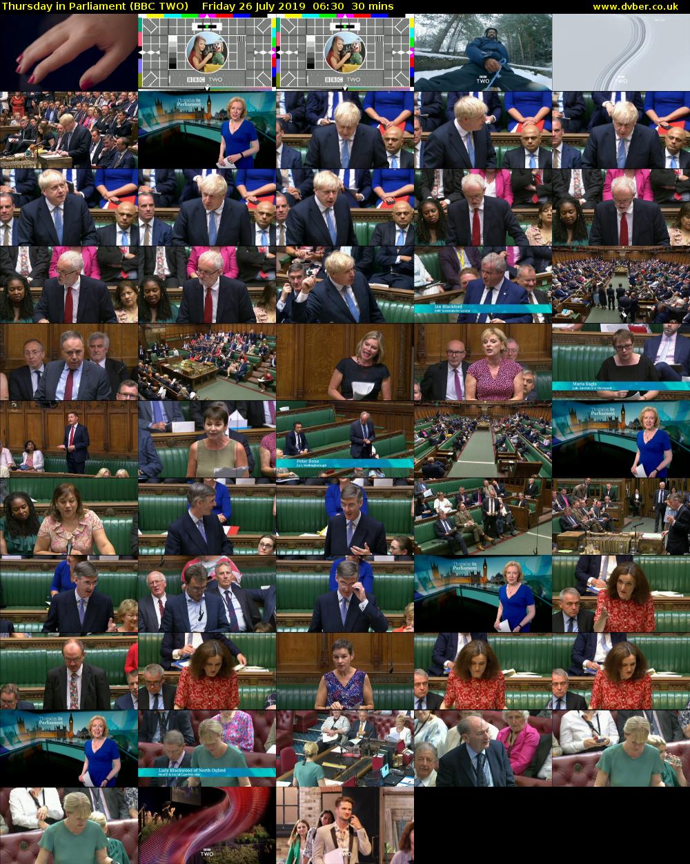 Thursday in Parliament (BBC TWO) Friday 26 July 2019 06:30 - 07:00