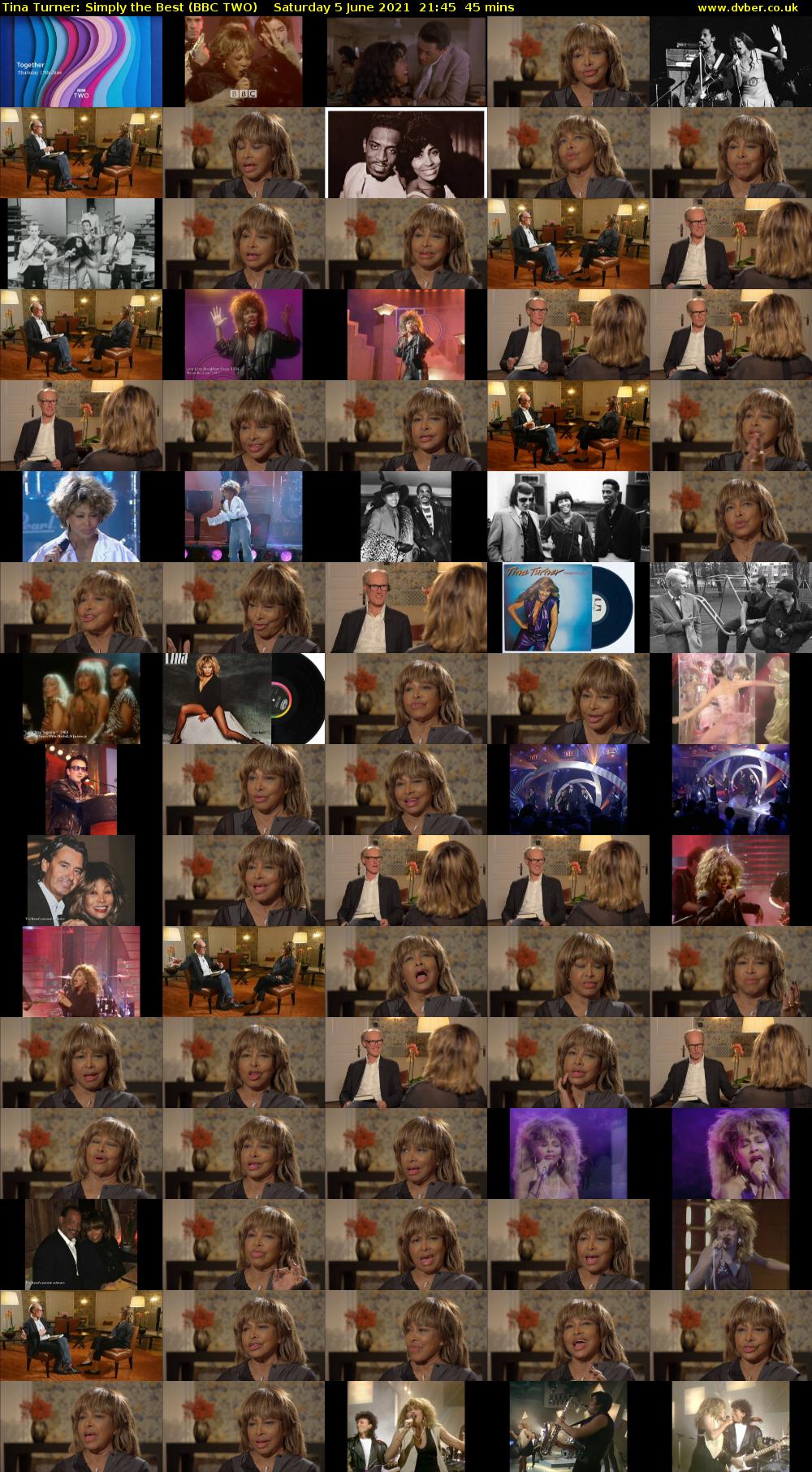 Tina Turner: Simply the Best (BBC TWO) Saturday 5 June 2021 21:45 - 22:30