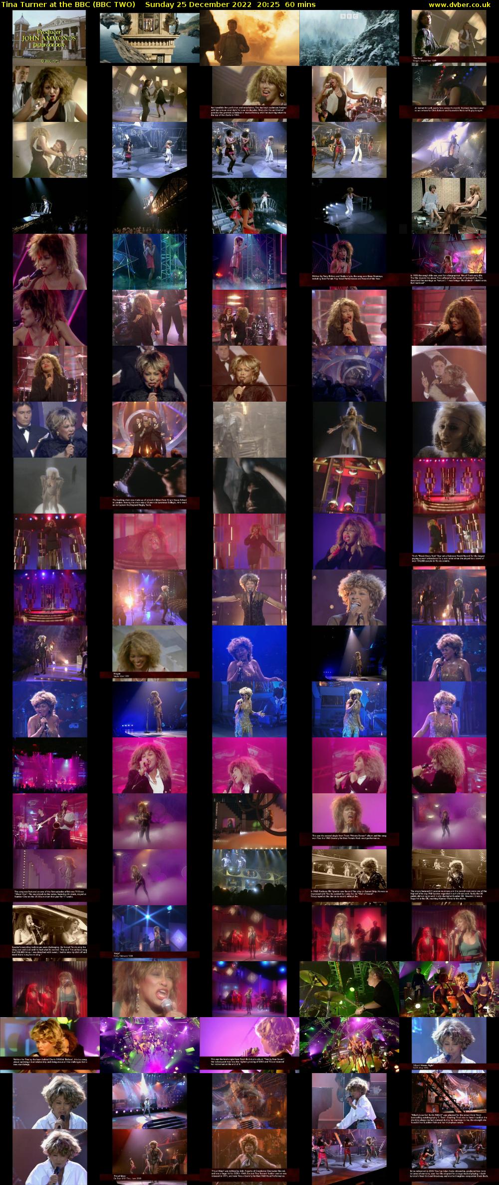 Tina Turner at the BBC (BBC TWO) Sunday 25 December 2022 20:25 - 21:25