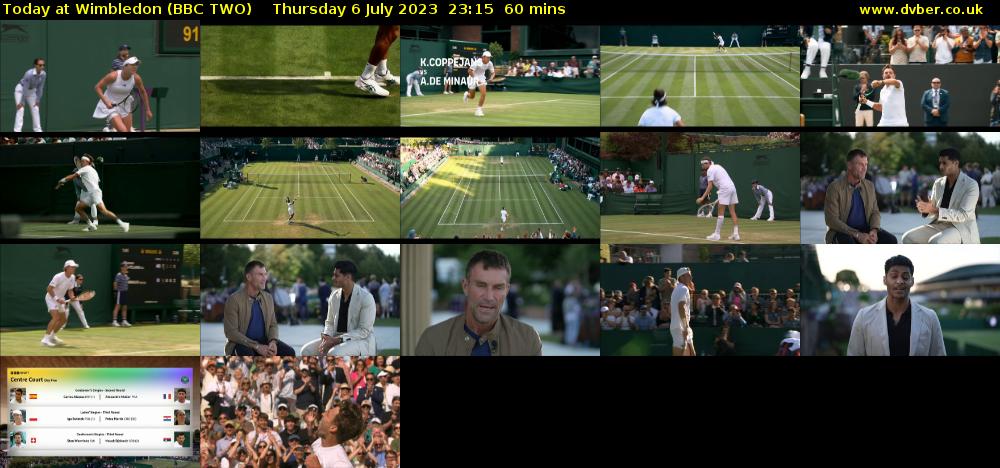 Today at Wimbledon (BBC TWO) Thursday 6 July 2023 23:15 - 00:15