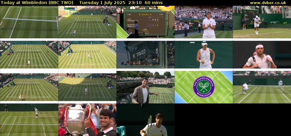 Today at Wimbledon (BBC TWO) Tuesday 1 July 2025 23:10 - 00:10