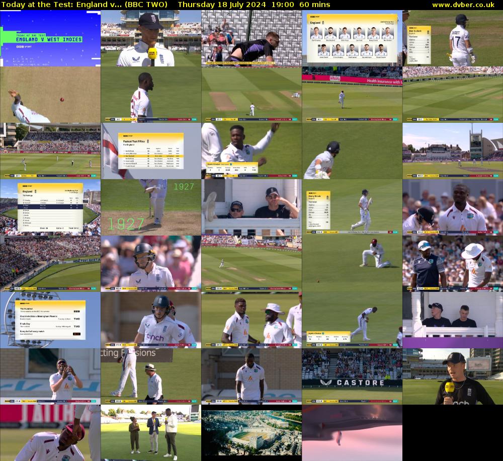 Today at the Test: England v... (BBC TWO) Thursday 18 July 2024 19:00 - 20:00
