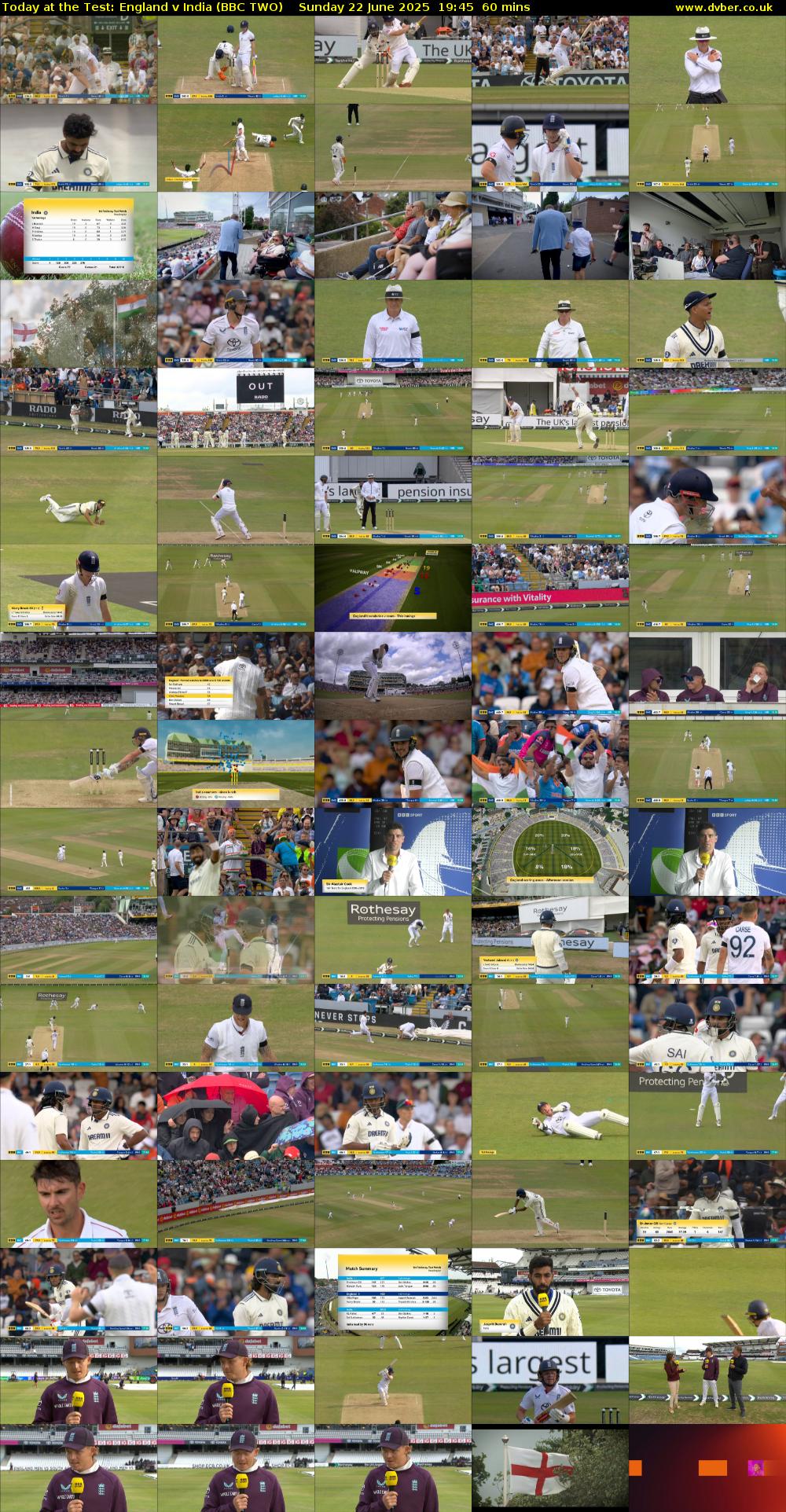 Today at the Test: England v India (BBC TWO) Sunday 22 June 2025 19:45 - 20:45