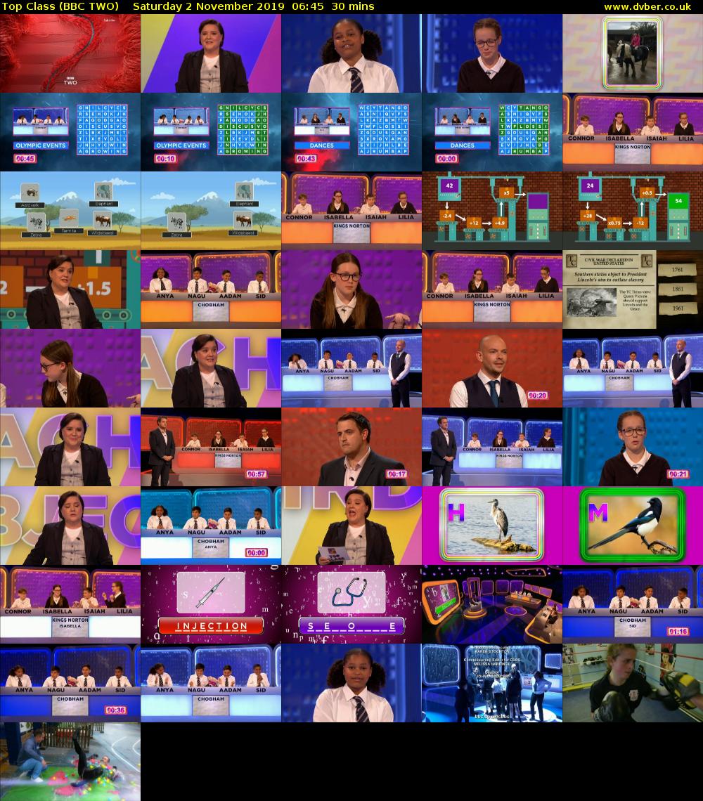 Top Class (BBC TWO) Saturday 2 November 2019 06:45 - 07:15