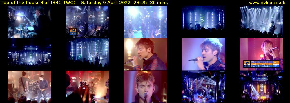 Top of the Pops: Blur (BBC TWO) Saturday 9 April 2022 23:25 - 23:55
