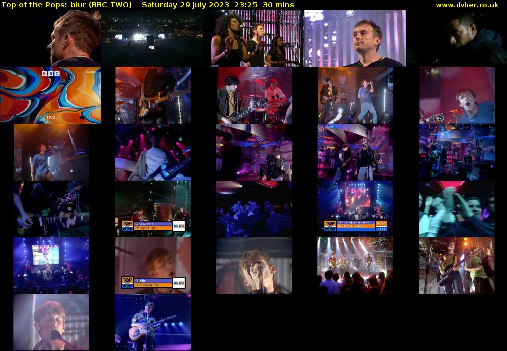 Top of the Pops: Blur (BBC TWO) Saturday 29 July 2023 23:25 - 23:55