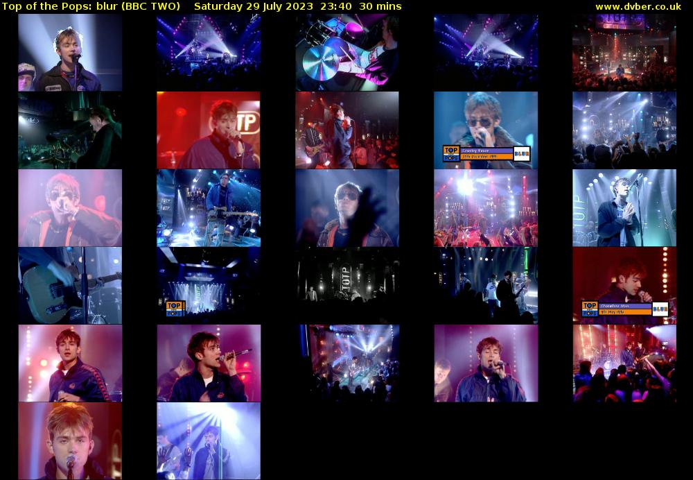 Top of the Pops: Blur (BBC TWO) Saturday 29 July 2023 23:40 - 00:10