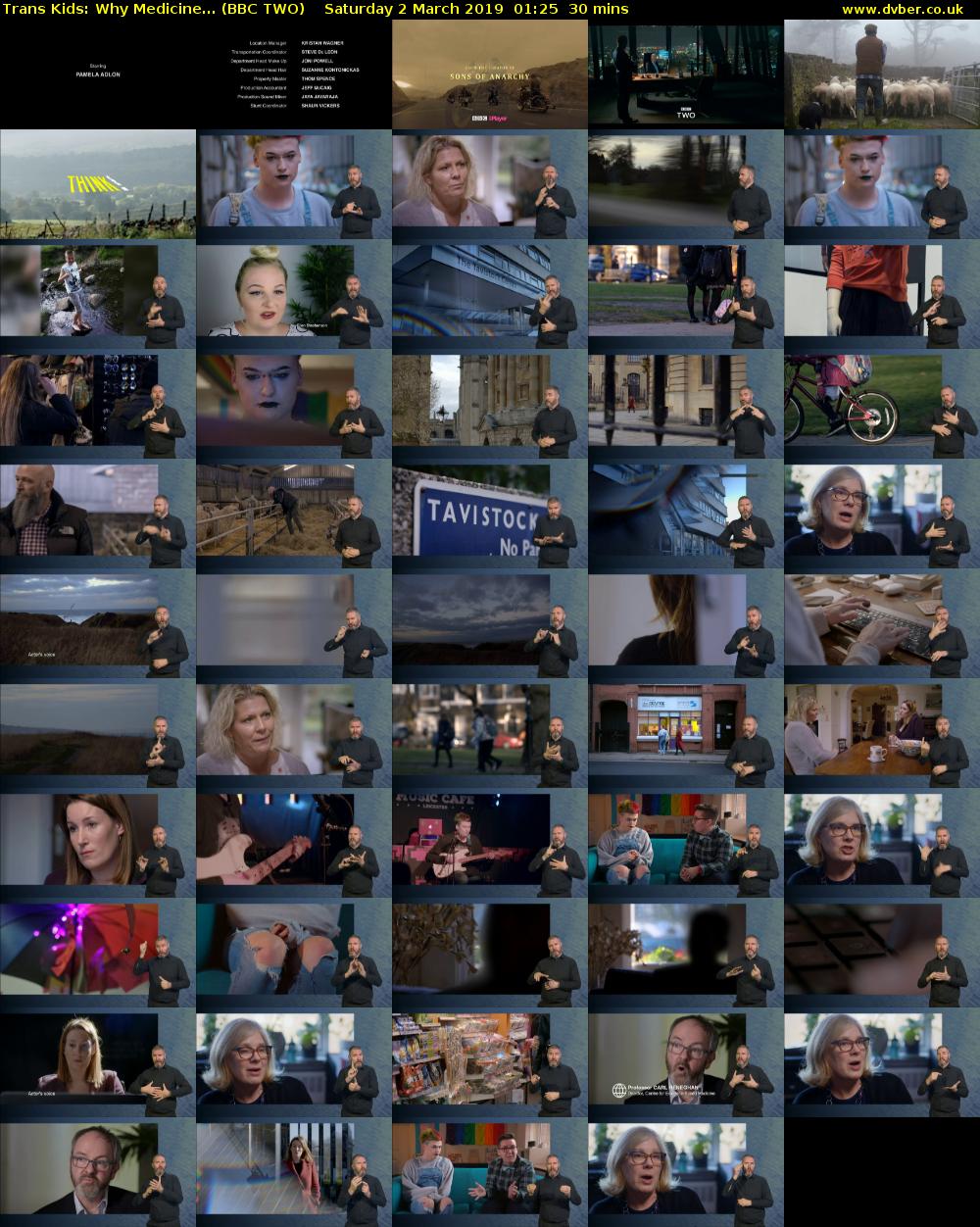 Trans Kids: Why Medicine... (BBC TWO) Saturday 2 March 2019 01:25 - 01:55