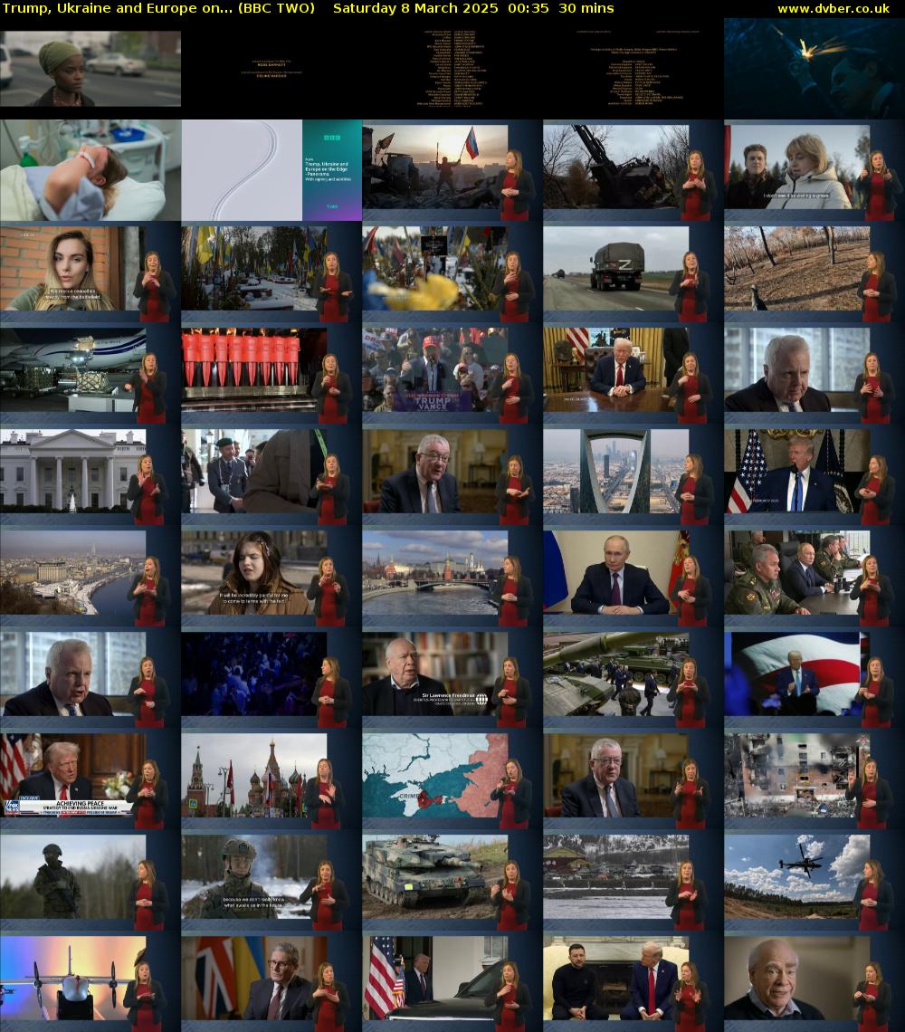 Trump, Ukraine and Europe on... (BBC TWO) Saturday 8 March 2025 00:35 - 01:05