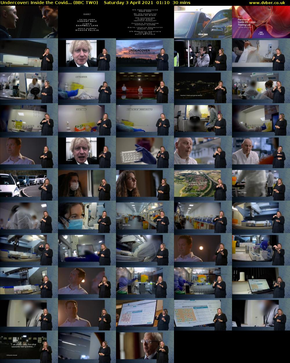 Undercover: Inside the Covid... (BBC TWO) Saturday 3 April 2021 01:10 - 01:40