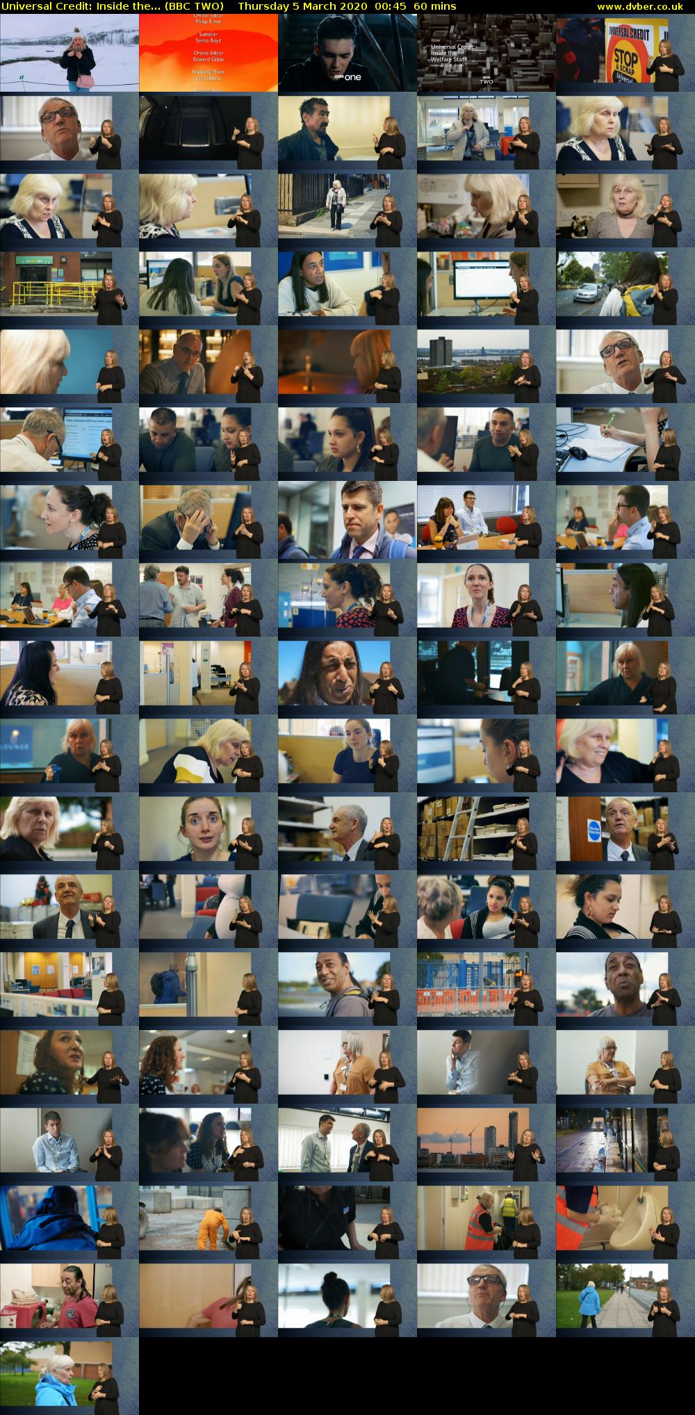 Universal Credit: Inside the... (BBC TWO) Thursday 5 March 2020 00:45 - 01:45