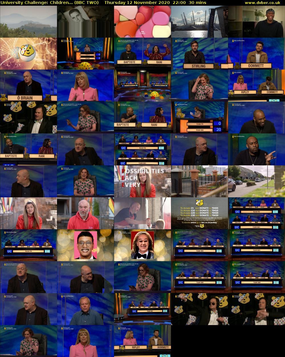 University Challenge: Children... (BBC TWO) Thursday 12 November 2020 22:00 - 22:30