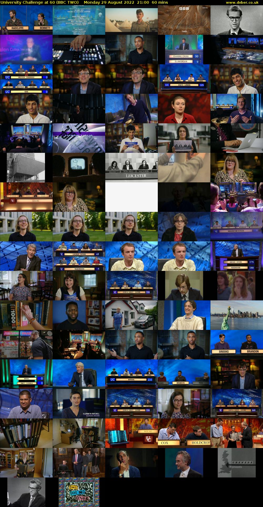 University Challenge at 60 (BBC TWO) Monday 29 August 2022 21:00 - 22:00