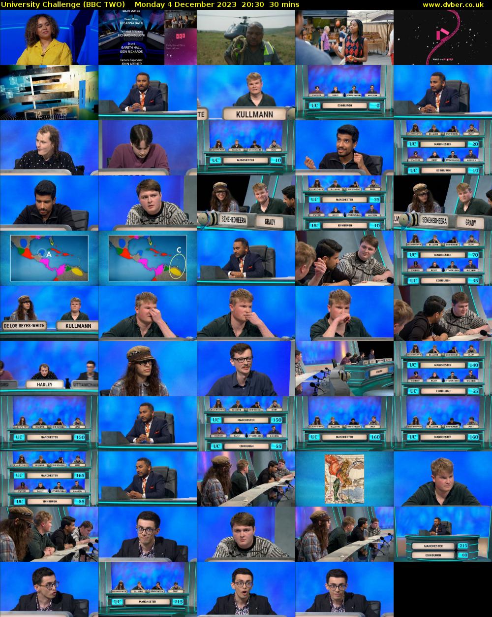 University Challenge (BBC TWO) Monday 4 December 2023 20:30 - 21:00