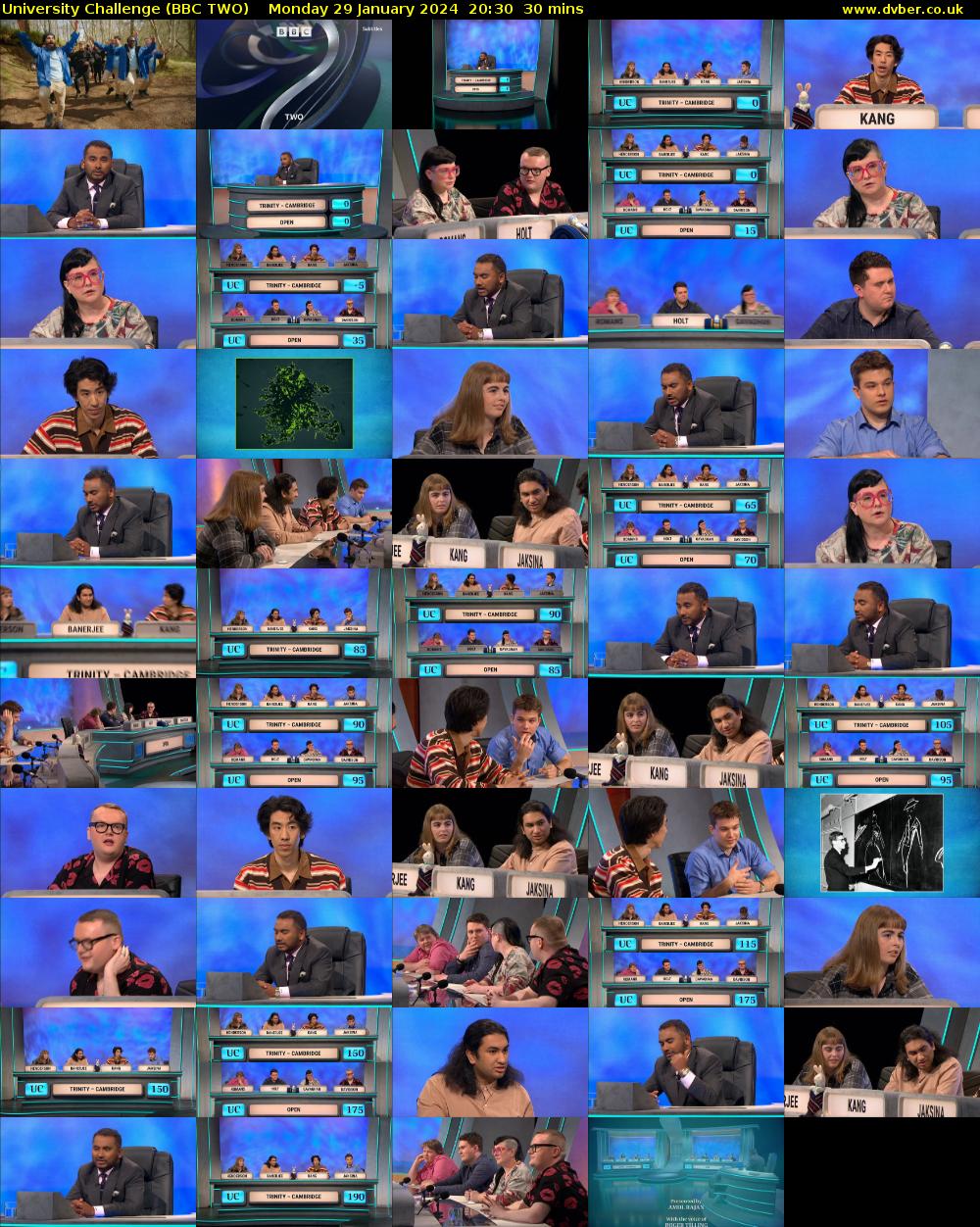 University Challenge (BBC TWO) Monday 29 January 2024 20:30 - 21:00