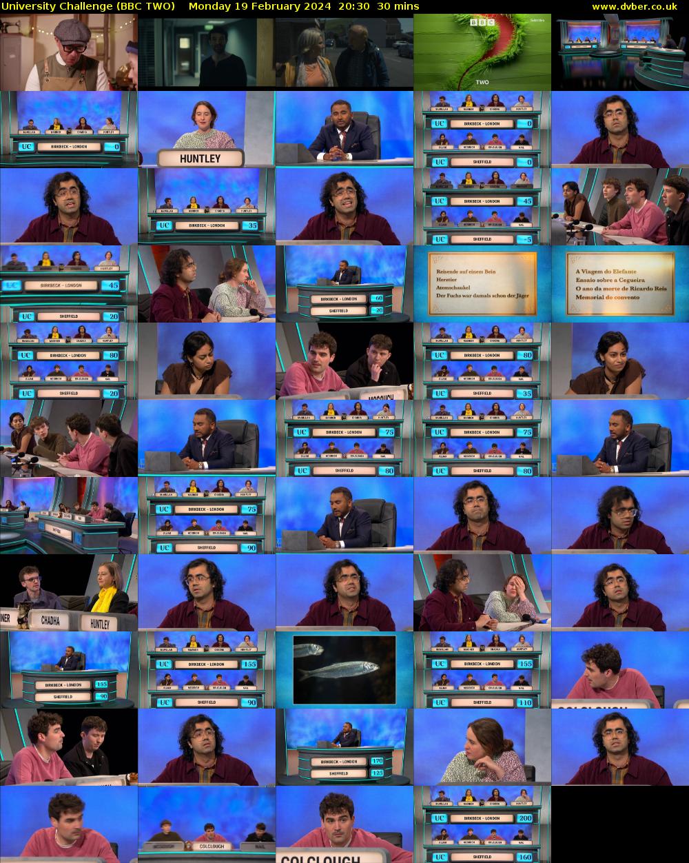 University Challenge (BBC TWO) Monday 19 February 2024 20:30 - 21:00