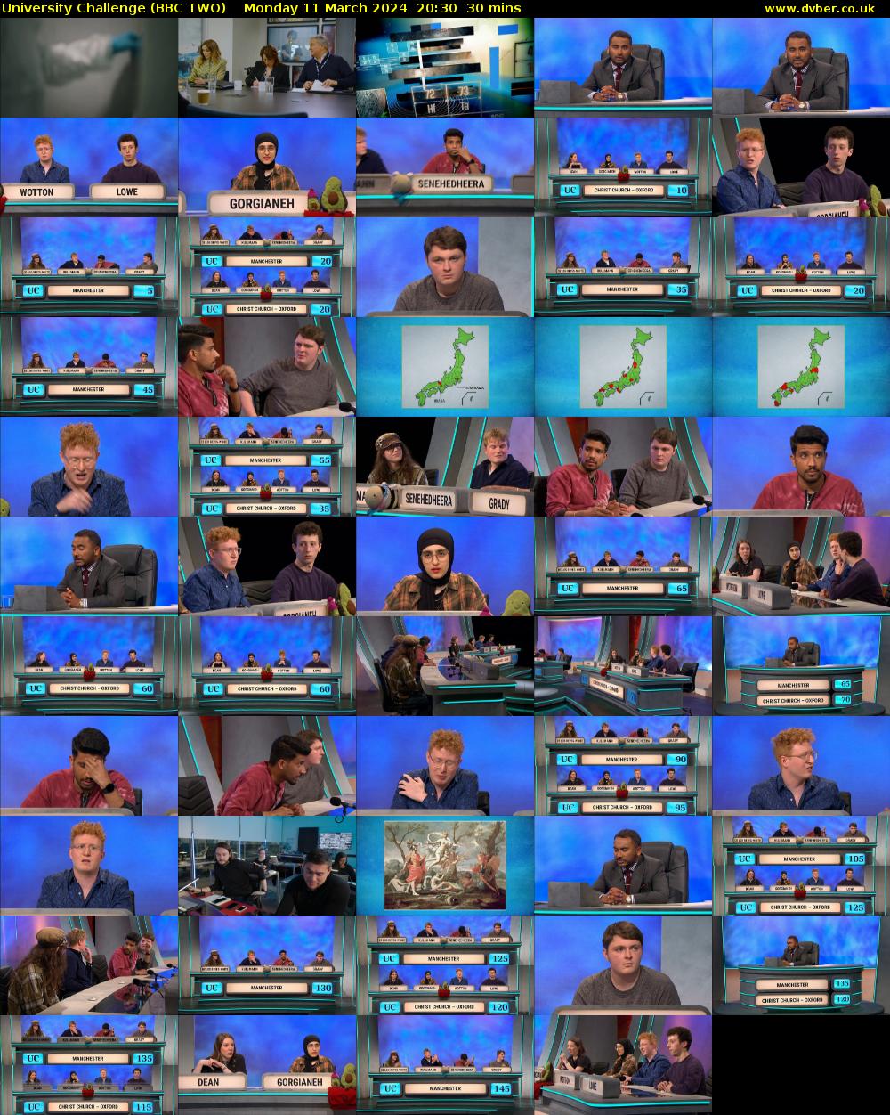 University Challenge (BBC TWO) Monday 11 March 2024 20:30 - 21:00