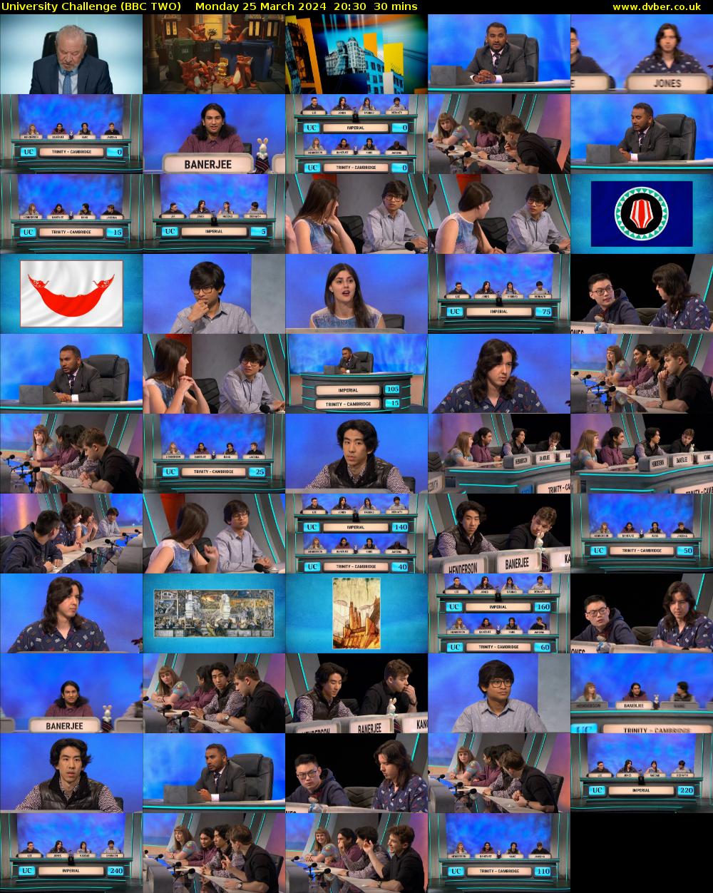 University Challenge (BBC TWO) Monday 25 March 2024 20:30 - 21:00