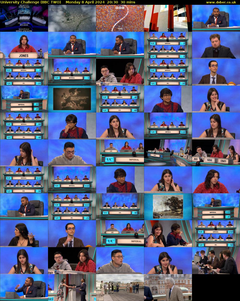 University Challenge (BBC TWO) Monday 8 April 2024 20:30 - 21:00