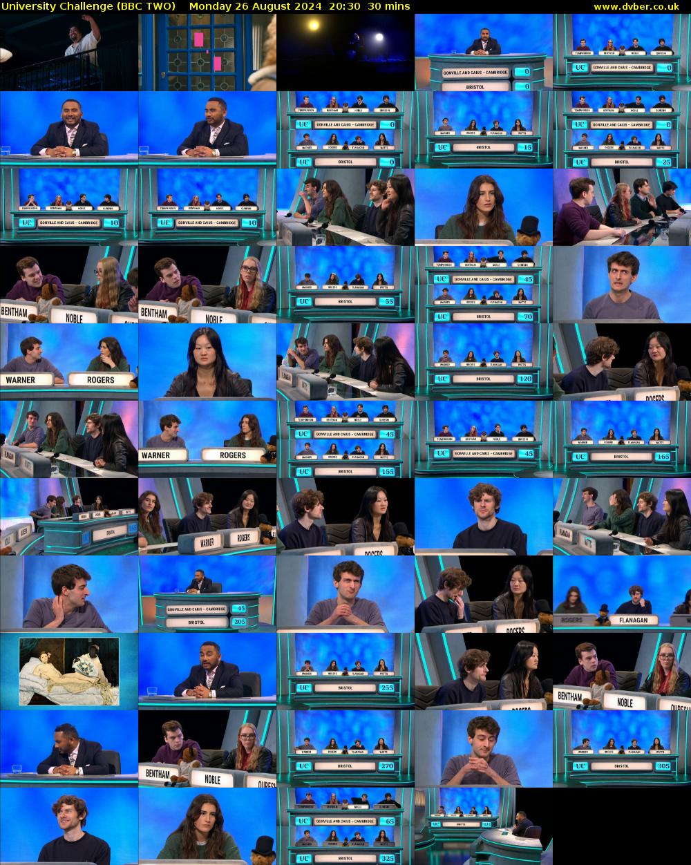 University Challenge (BBC TWO) Monday 26 August 2024 20:30 - 21:00