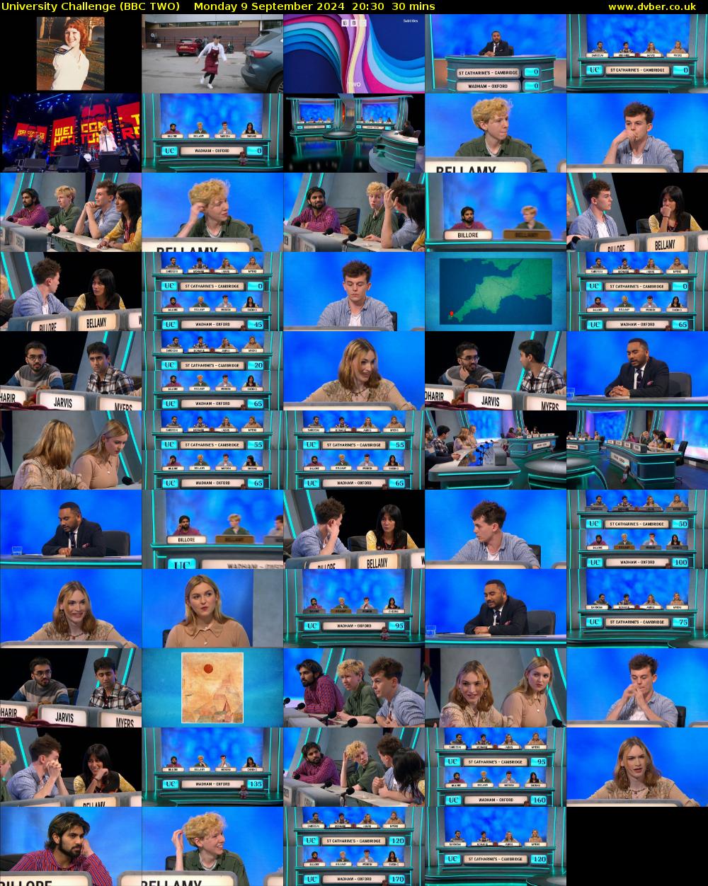 University Challenge (BBC TWO) Monday 9 September 2024 20:30 - 21:00