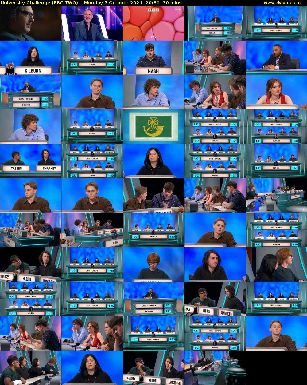University Challenge (BBC TWO) Monday 7 October 2024 20:30 - 21:00
