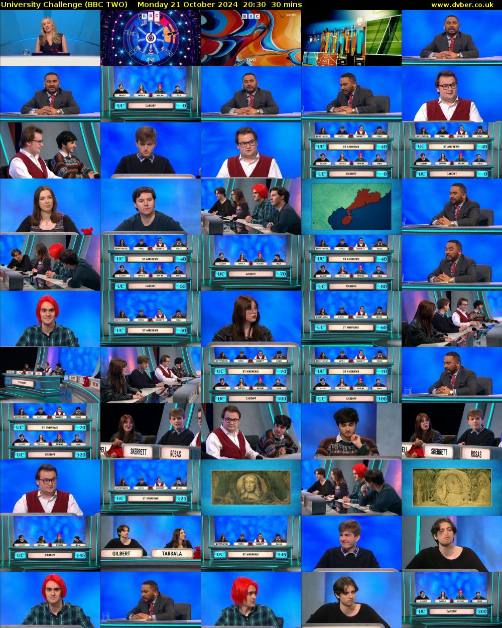 University Challenge (BBC TWO) Monday 21 October 2024 20:30 - 21:00