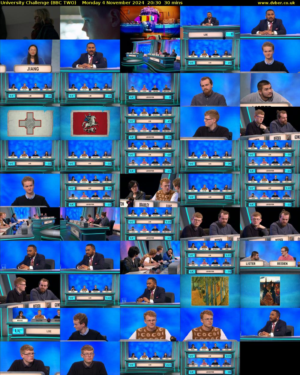 University Challenge (BBC TWO) Monday 4 November 2024 20:30 - 21:00