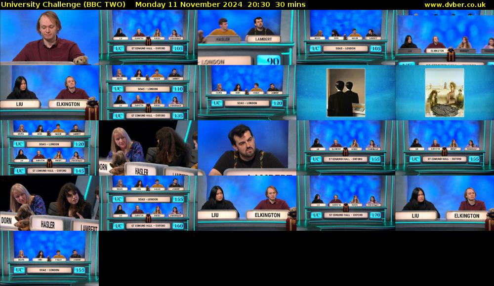 University Challenge (BBC TWO) Monday 11 November 2024 20:30 - 21:00