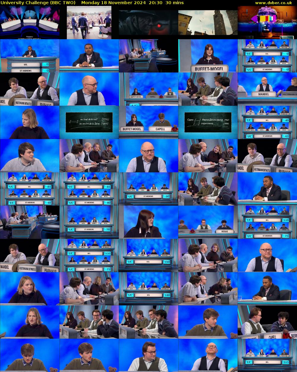 University Challenge (BBC TWO) Monday 18 November 2024 20:30 - 21:00