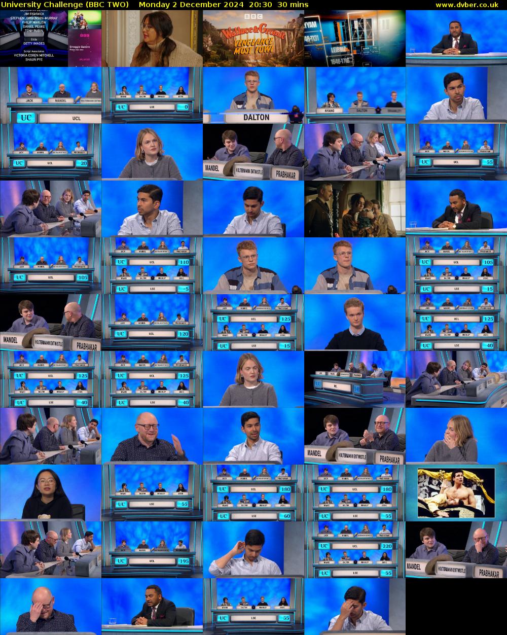 University Challenge (BBC TWO) Monday 2 December 2024 20:30 - 21:00