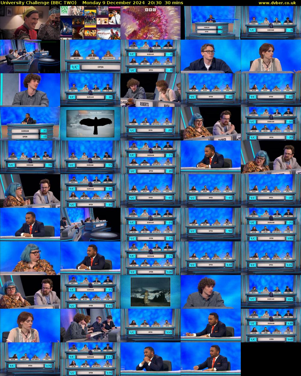 University Challenge (BBC TWO) Monday 9 December 2024 20:30 - 21:00