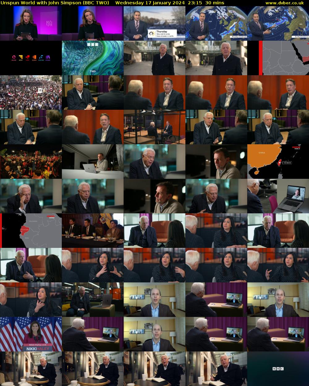 Unspun World with John Simpson (BBC TWO) Wednesday 17 January 2024 23:15 - 23:45