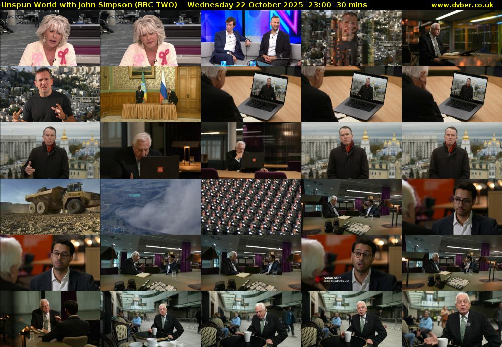 Unspun World with John Simpson (BBC TWO) Wednesday 22 October 2025 23:00 - 23:30