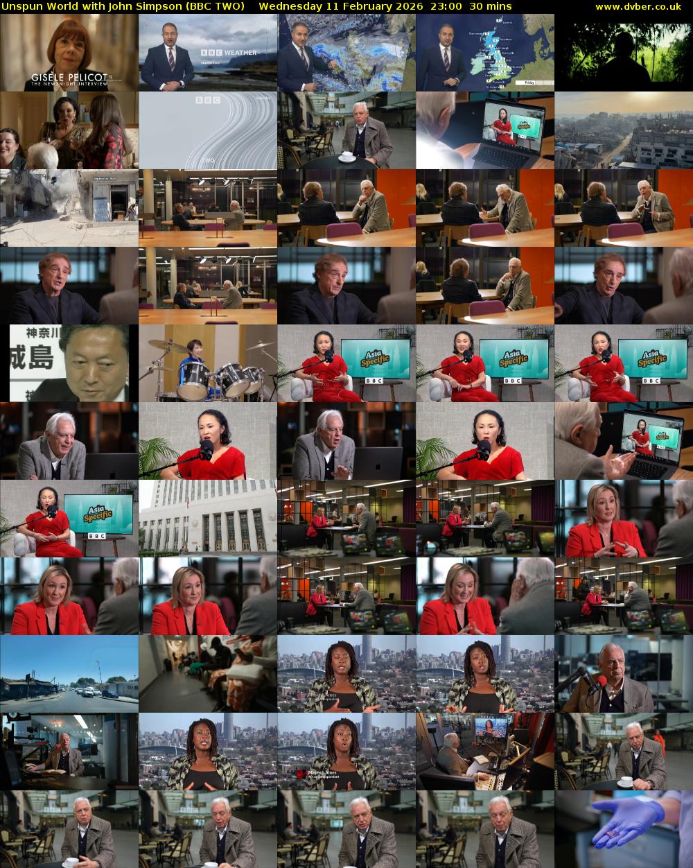 Unspun World with John Simpson (BBC TWO) Wednesday 11 February 2026 23:00 - 23:30