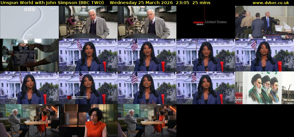 Unspun World with John Simpson (BBC TWO) Wednesday 25 March 2026 23:05 - 23:30