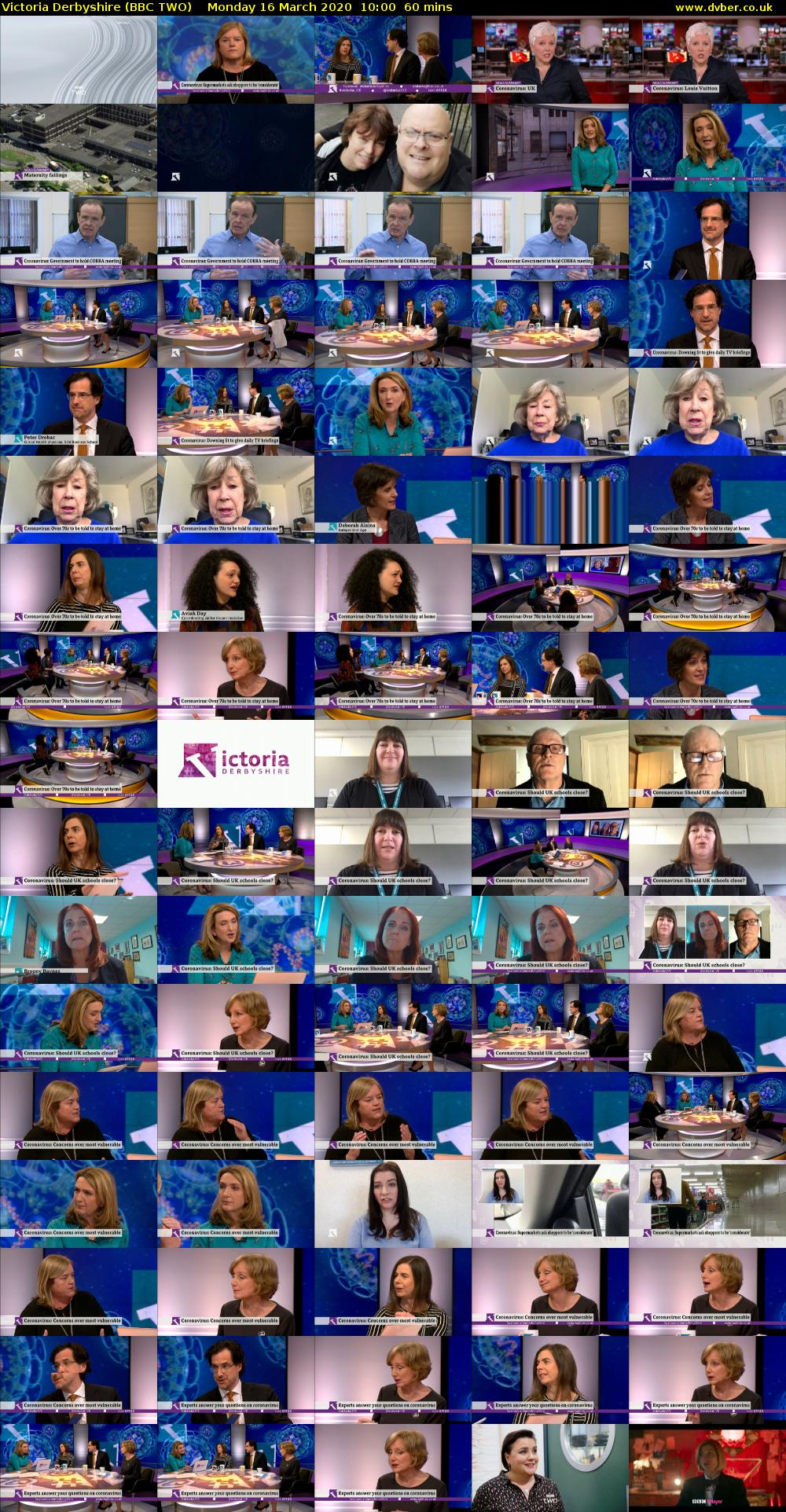 Victoria Derbyshire (BBC TWO) Monday 16 March 2020 10:00 - 11:00