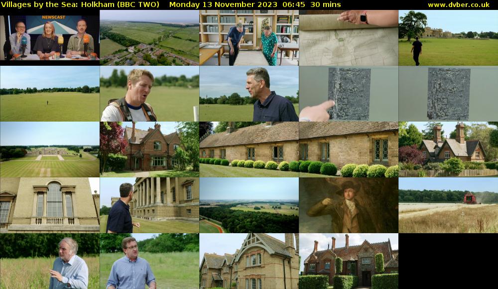 Villages by the Sea: Holkham (BBC TWO) Monday 13 November 2023 06:45 - 07:15