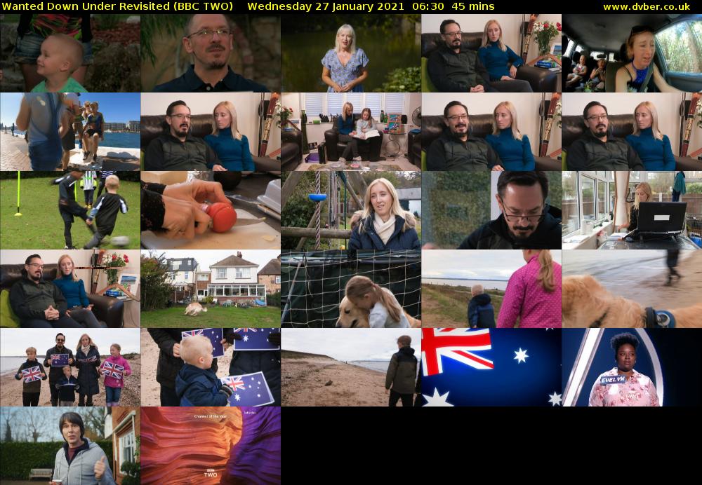 Wanted Down Under Revisited (BBC TWO) Wednesday 27 January 2021 06:30 - 07:15